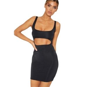 NWT Pretty Little Thing Black Bodycon Dress Cutout 2